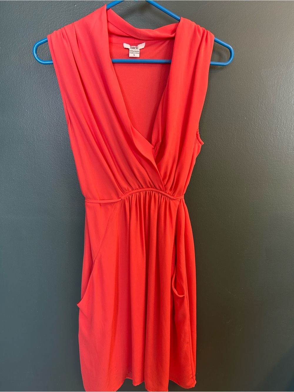 Bar III Coral V-Neck Wrap Dress